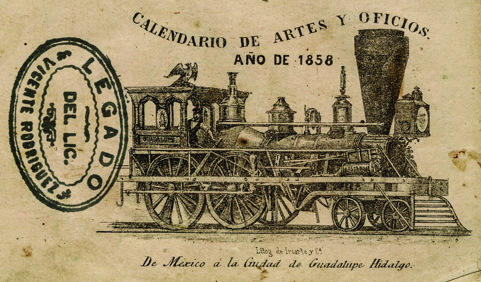 Portada Calendario de Artes y Oficios para el año de 1858. Que publica Santiago Pérez