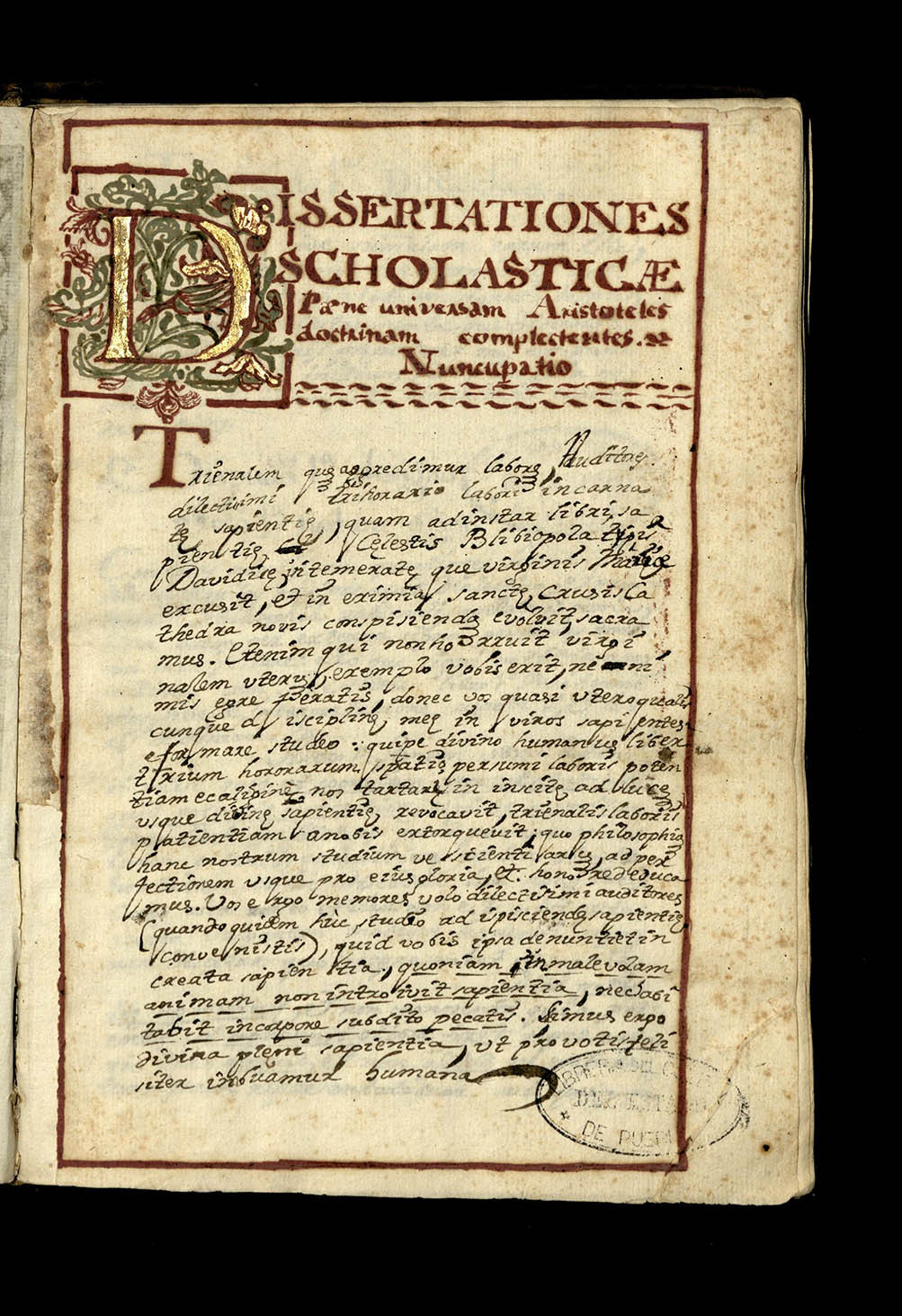 Manuscrito del Curso de Artes del padre Andrés de Arze y Miranda