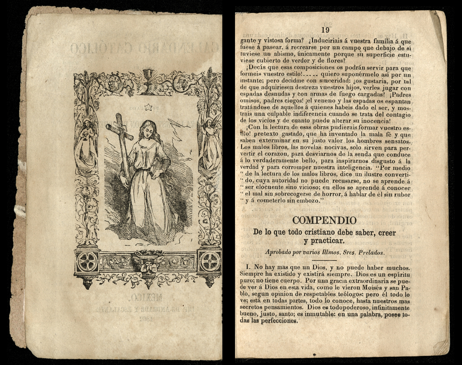 Calendario Católico para el año 1863 publicado para la instrucción del pueblo.
